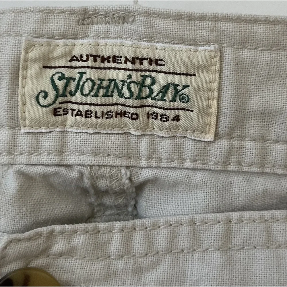 St Johns Bay Mens 44 Beige Khaki Cargo Shorts Flat Front Chino Outdoor